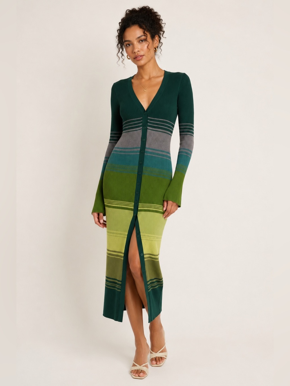 STAUD Stripe Rib Knit Dress
